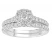 18ct White Gold Diamond Cluster Bridal Set Rings TDW 1.00ct image