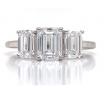 18ct White Gold Lab Grown Diamond Three Emerald Cut Ring TDW 2.00ct image