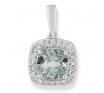 9ct White Gold Aquamarine Diamond Pendant image