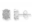 9ct White Gold Diamond Oval Cluster Earrings TDW 0.50ct image