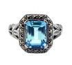 Sterling Silver Blue Topaz Art Deco Dress Ring image