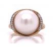 9ct Mabe Simulated Pearl Diamond Ring image