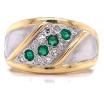 18ct Two Tone Four Emerald Ten Diamond Ring TDW 0.28ct image