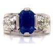 18ct White Gold Sapphire Two Old Mine Cut Diamond Ring image