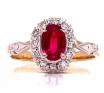 18ct/Palladium Synthetic Ruby Diamond Cluster Ring TDW 0.12ct image