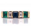 18ct Sapphire Two Emerald Diamond Ring TDW 0.18ct image