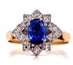 9ct Sapphire Diamond Deco Cluster Ring  image