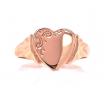 9ct Rose Engraved Heart Signet Ring  image
