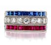 Platinum Diamond Synthetic Ruby Cubic Zirconia Ring TDW 0.42ct image