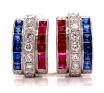 Platinum Diamond Synthetic Ruby Cubic Zirconia Earrings TDW 0.48ct image