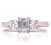 18ct White Gold Emerald Cut Diamond Two Diamond Ring TDW 1.10ct image