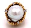 18ct Baroque Pearl Diamond Ring TDW 0.38ct image
