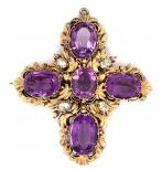 3713297 18ct Amethyst Topaz Deco Brooch2