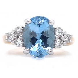 9ct Aquamarine Diamond Ring TDW 0.31ct image