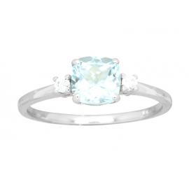 9ct White Gold Aquamarine Diamond Dress Ring image