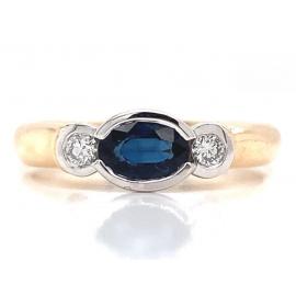 9ct Sapphire Two Diamond Ring TDW 0.12ct image