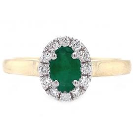 9ct Emerald Diamond Cluster Ring TDW 0.17ct image