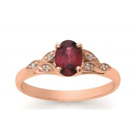 9ct Rose Gold Rhodolite Garnet Diamond Ring image