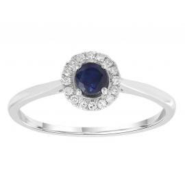 9ct White Gold Sapphire Diamond Cluster Ring TDW 0.08ct image