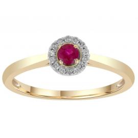 9ct Gold Ruby Diamond Cluster Ring TDW 0.05ct image
