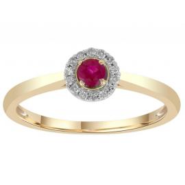 9ct White Gold Ruby Diamond Cluster Ring TDW 0.05ct image