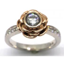 9ct Two Tone Solitaire Rose Ring TDW.53CT image