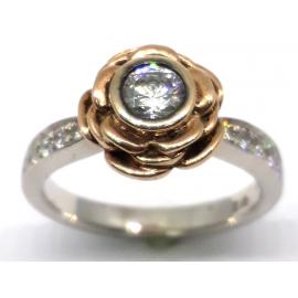 18ct Two Tone Solitaire Rose Ring TDW.53CT image