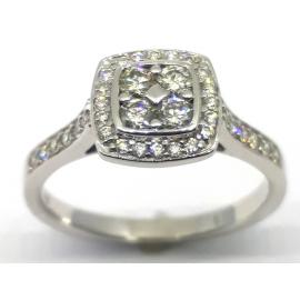 9ct White Gold Square Halo Cluster Ring image