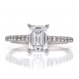 18ct White Gold Lab Grown Diamond Emerald Cut Solitaire Ring TDW 1.20ct image