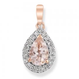 9ct Rose Pear Morganite Diamond Necklace image