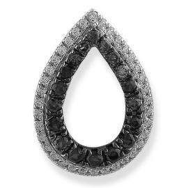 9ct White Gold Black & White Diamond Open Teardrop Pendant image