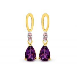 9ct Amethyst & Pink Tourmaline Tear Drop Earrings image