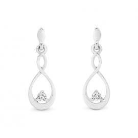 9ct White Gold Diamond Twist Drop Earrings image
