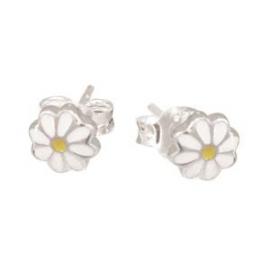 Stg Enamel Daisy Stud Earrings image