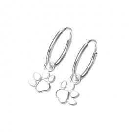 Sterling Silver Paw Print Hoop Earrings image