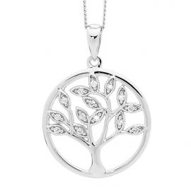 Ellani Stg CZ Tree Of Life Pendant - Large image