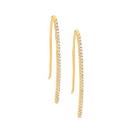 Ellani Stg Gold Plated CZ Bar Hook Earrings image
