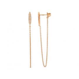 Ellani Stg Rose Gold Plated Stg CZ Chain Drop Earrings image