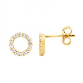 Ellani Stg Gold Plated CZ Circle Stud Earrings image