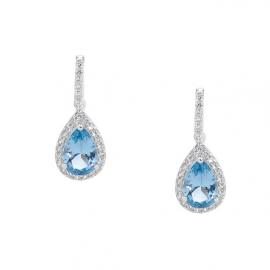 Ellani Stg CZ Light Blue Tear Drop Earrings image