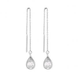 Ellani Stainless Steel CZ Thread Drop Earrings image