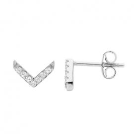 Ellani Stg CZ V Shaped Stud Earrings image