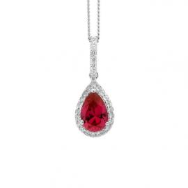 Ellani Stg CZ Red Tear Drop Pendant image