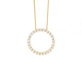 Ellani Stg Rose Gold Plated CZ Open Circle Necklace image