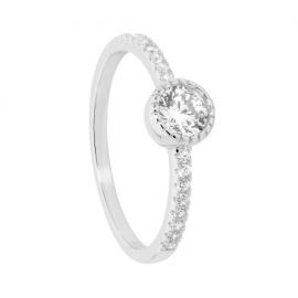 Ellani Stg CZ Solitaire Ring With Shoulder Stones image