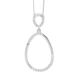 Ellani Stg CZ Oval Drop Pendant image