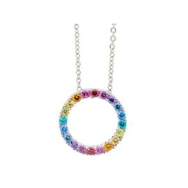 Ellani Stg Multi Colour Open Circle Pendant image