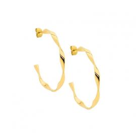 Ellani Gold Plated Stainless Steel Twist Hoop Earrings image