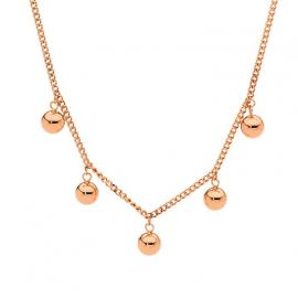 Ellani Rose Plated Stainless Steel 5 Ball Necklace image