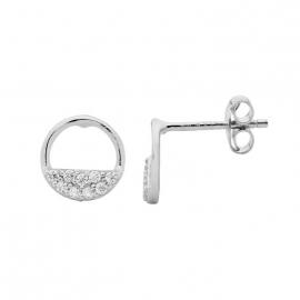 Ellani Stg CZ Half Open Circle Stud Earrings image